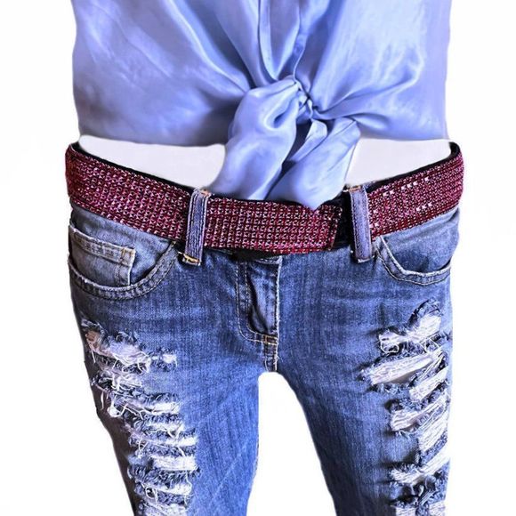 Vintage Y2K DOLCE & GABBANA Pink Swarovski Crystal Embellished Belt - Picture 5 of 11